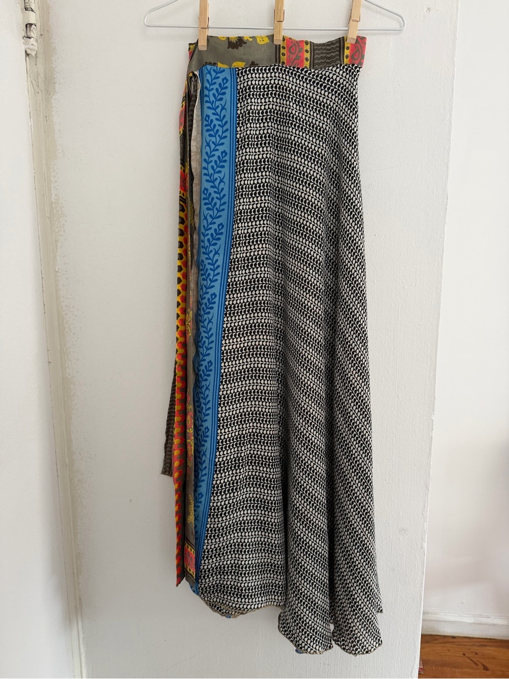 Reversible Silk Viscose Wrap Maxi Skirt Boho One Size